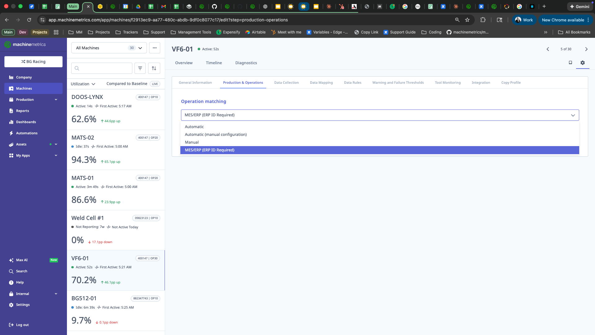 Operation Matching Dropdown